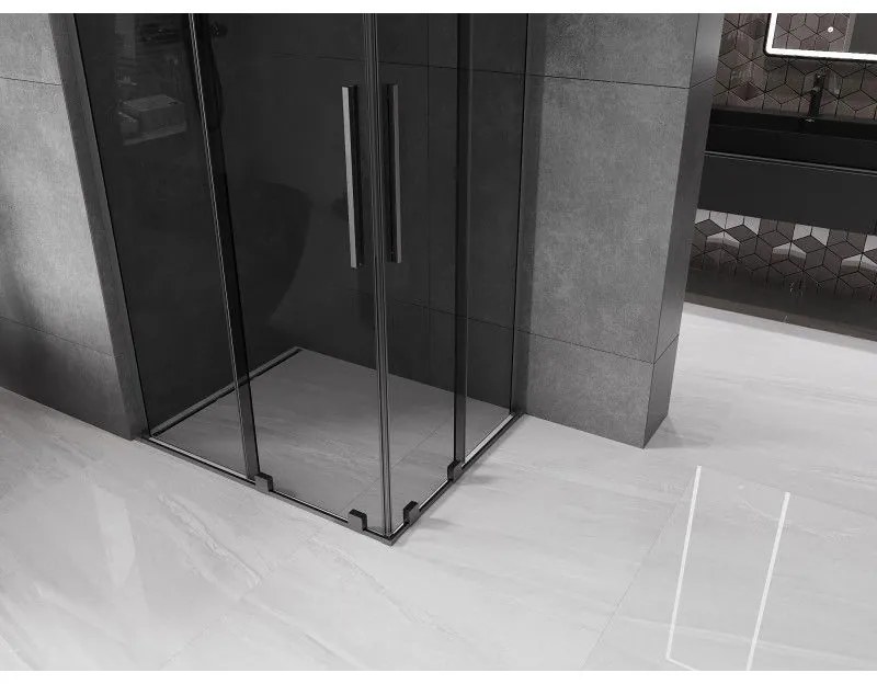 Mexen Velar L Duo, sprchový kút s posuvnými dverami 100 x 90 cm, 8mm šedé sklo, brúsený grafit, 871-100-090-02-43-66