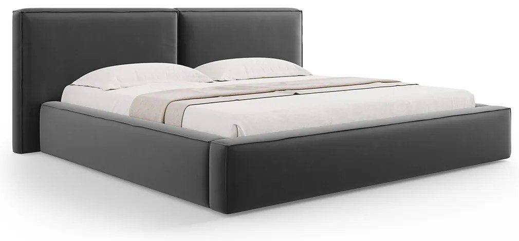 Micadoni Jodie dizajnová posteľ - Tmavosivá, Zamat, 180 cm