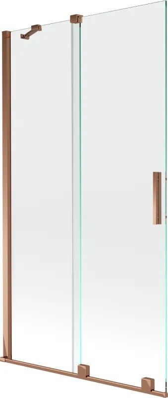 Mexen Velar, 2-krídlová posuvná vaňová zástena 100 x 150 cm, 8mm číre sklo, ružové zlato, 896-100-000-01-60