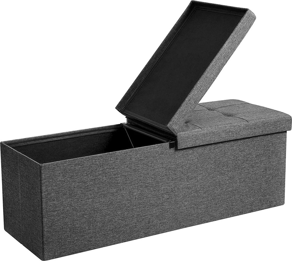 Taburetka 120 L, skladacia úložná lavica, nosnosť 300 kg, tmavosivá
