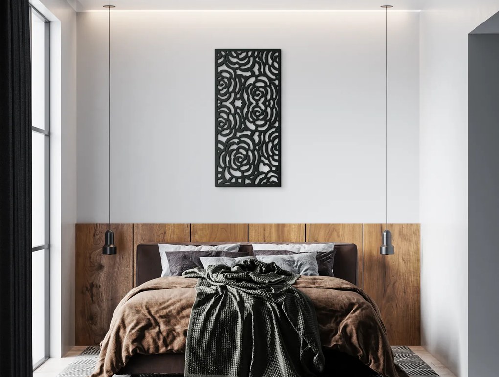 drevko Moderný obraz na stenu Kvety v záhrade Rozmer obrazu: 44,5 x 21 cm, Farba dekorácie: Čierna