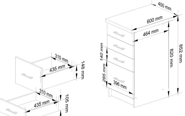Spodná kuchynská skrinka s doskou OLIWIA S40 SZ4 biela