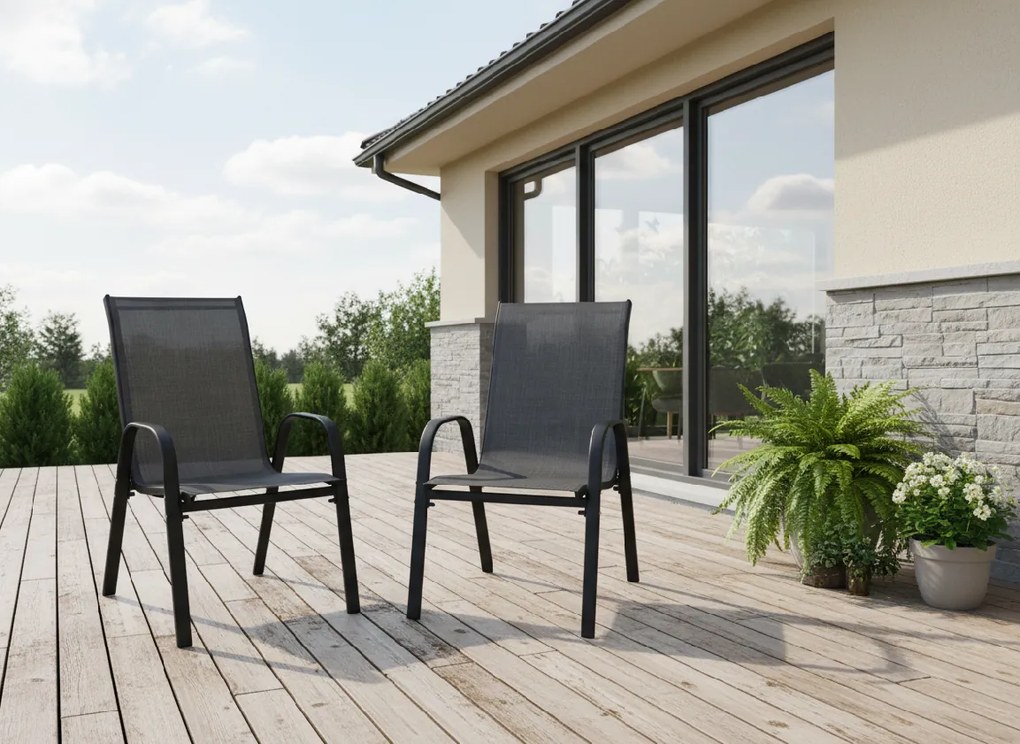 Garden Line SADA 2 ČIERNYCH ZÁHRADNÝCH STOLIČIEK 54 x 72 x 96