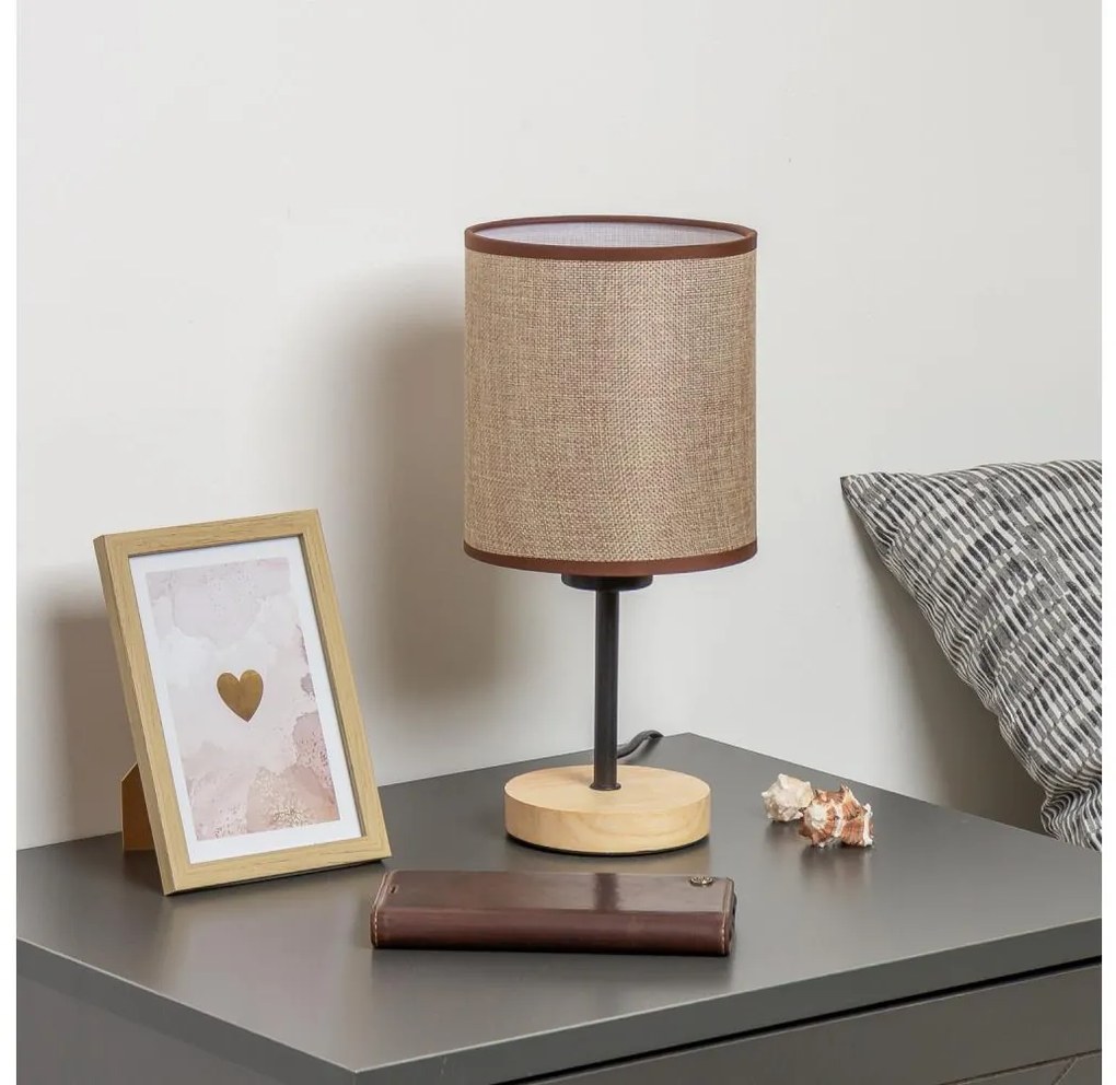 Brilagi - Stolná lampa NUBILA WOOD 1xE27/25W/230V dub/hnedá