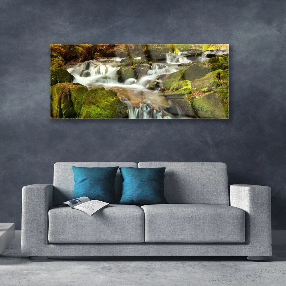Obraz plexi Vodopád skaly príroda 125x50 cm