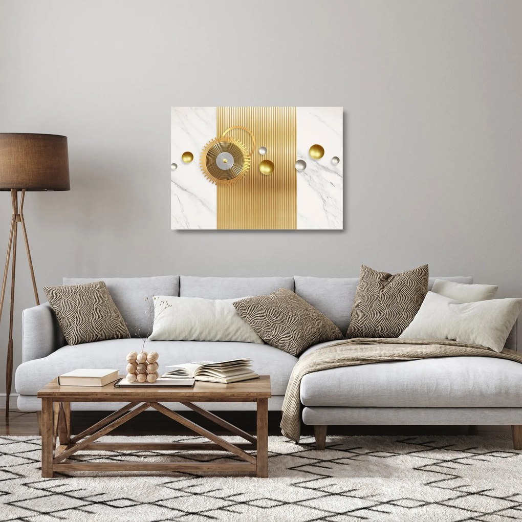 Sklenený obraz - Perly na mramore (70x50 cm)