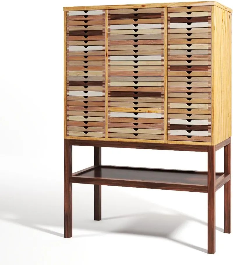 Spisová skrinka na dokumenty SIXtematic so 75 zásuvkami, 101×53×150 cm Orech