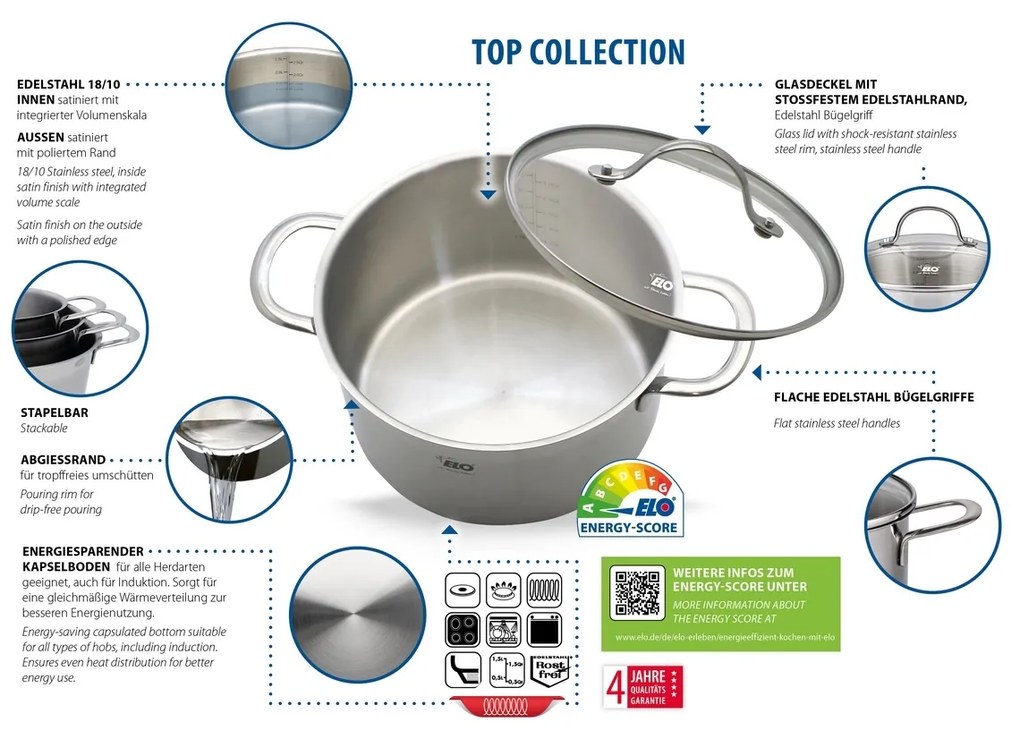 Elo 42505 5-dielna sada nerezových hrncov TopCollection