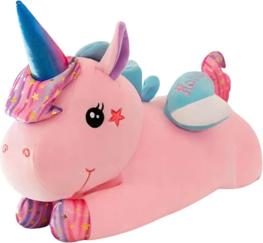 LEAN Toys Plyšový maskot jednorožec s dekou 160 x 110 cm Ružová 55cm