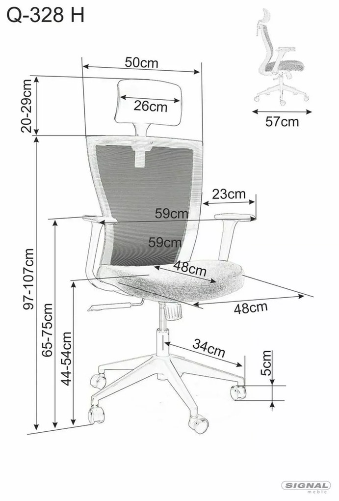 Signal Kancelárske kreslo Q-328H ČIERNA/SIVÁ