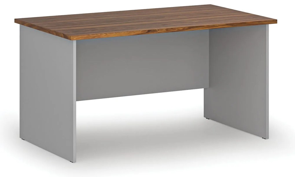 Kancelársky písací stôl PRIMO GRAY, 140x80 cm, sivá/orech