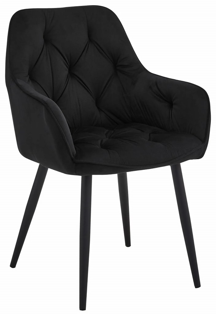 TRENDIE Zamatová jedálenská stolička LYON čierna