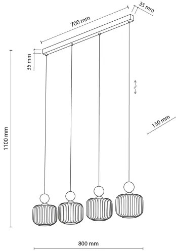 Závesný luster BALLO na lanku 4xE14/10W/230V béžový
