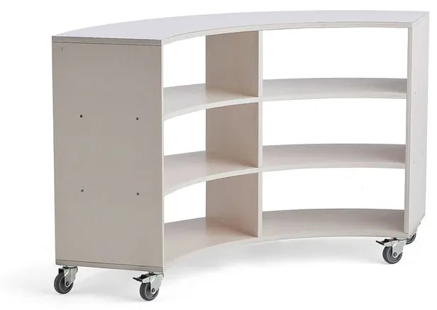 Mobilný úložný regál RICO, oblúkový, 1245x1500x375 mm, biela