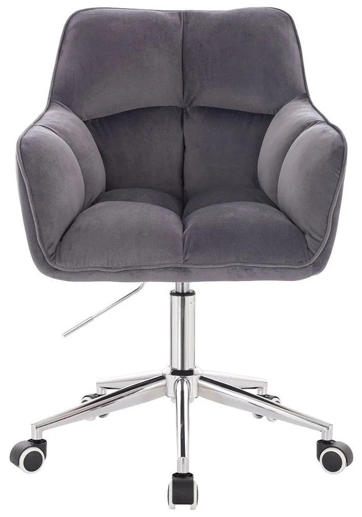 LuxuryForm DESIGN Kreslo AMALFI VELUR na striebornej podstave s kolieskami - tmavo šedé