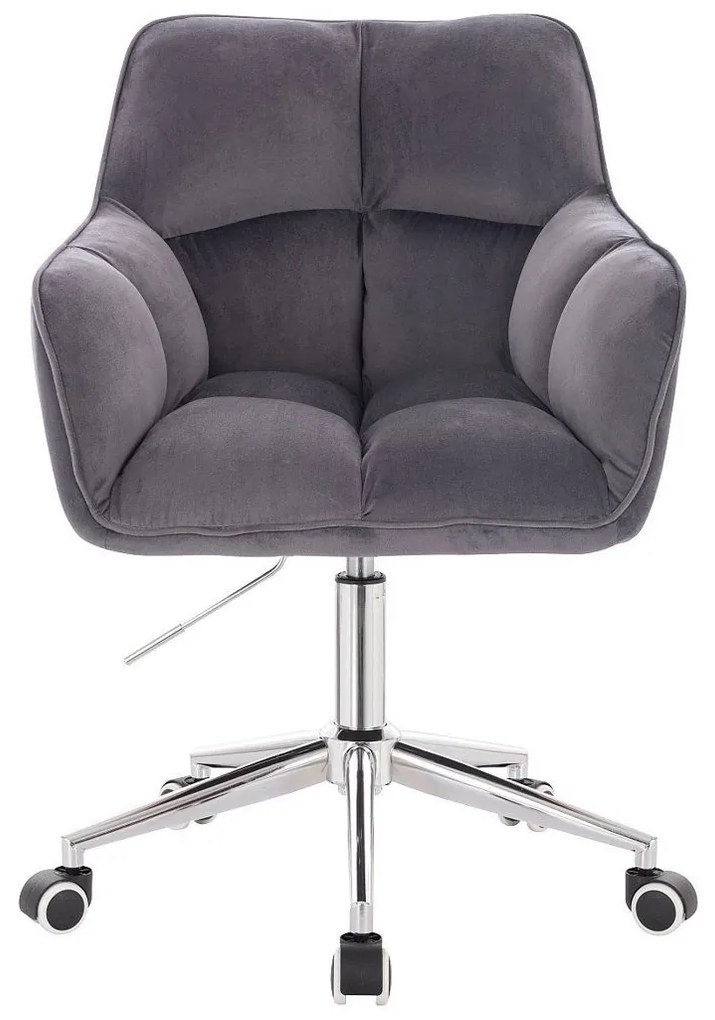 LuxuryForm DESIGN Kreslo AMALFI VELUR na striebornej podstave s kolieskami - tmavosivé