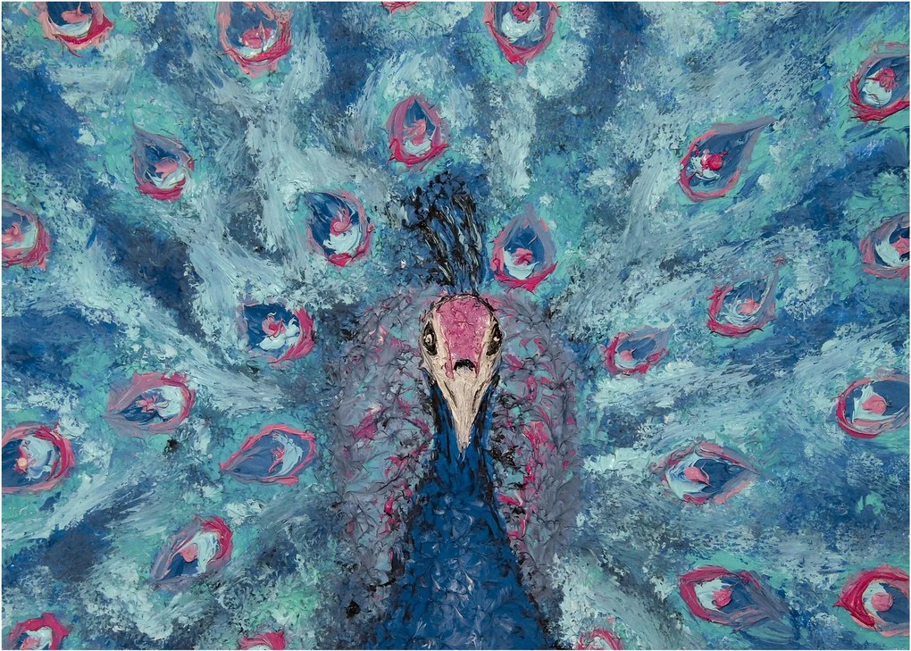 Obraz maľovaného páva (70x50 cm)
