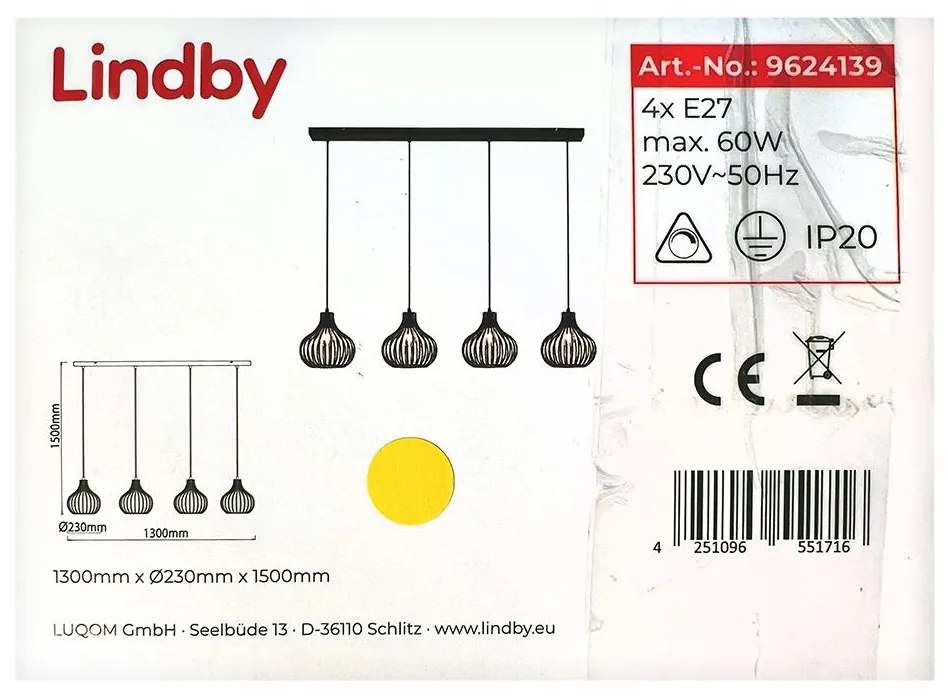 Lindby - Luster na lanku FRANCES 4xE27/60W/230V