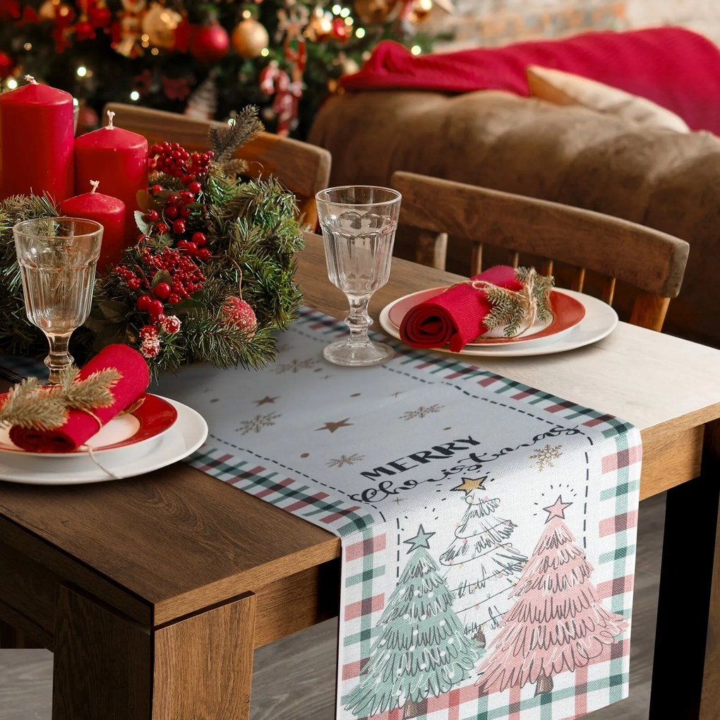 VIANOČNÝ GOBELÍNOVÝ BEHÚŇ NA STÔL MERRY CHRISTMAS 33X183 CM VZOROVANÝ