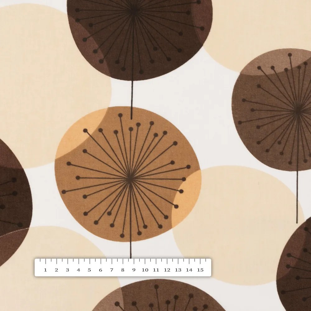 Biante Bavlnený behúň na stôl Sandra SA-488 Hnedo-béžové designové púpavy 45x160 cm