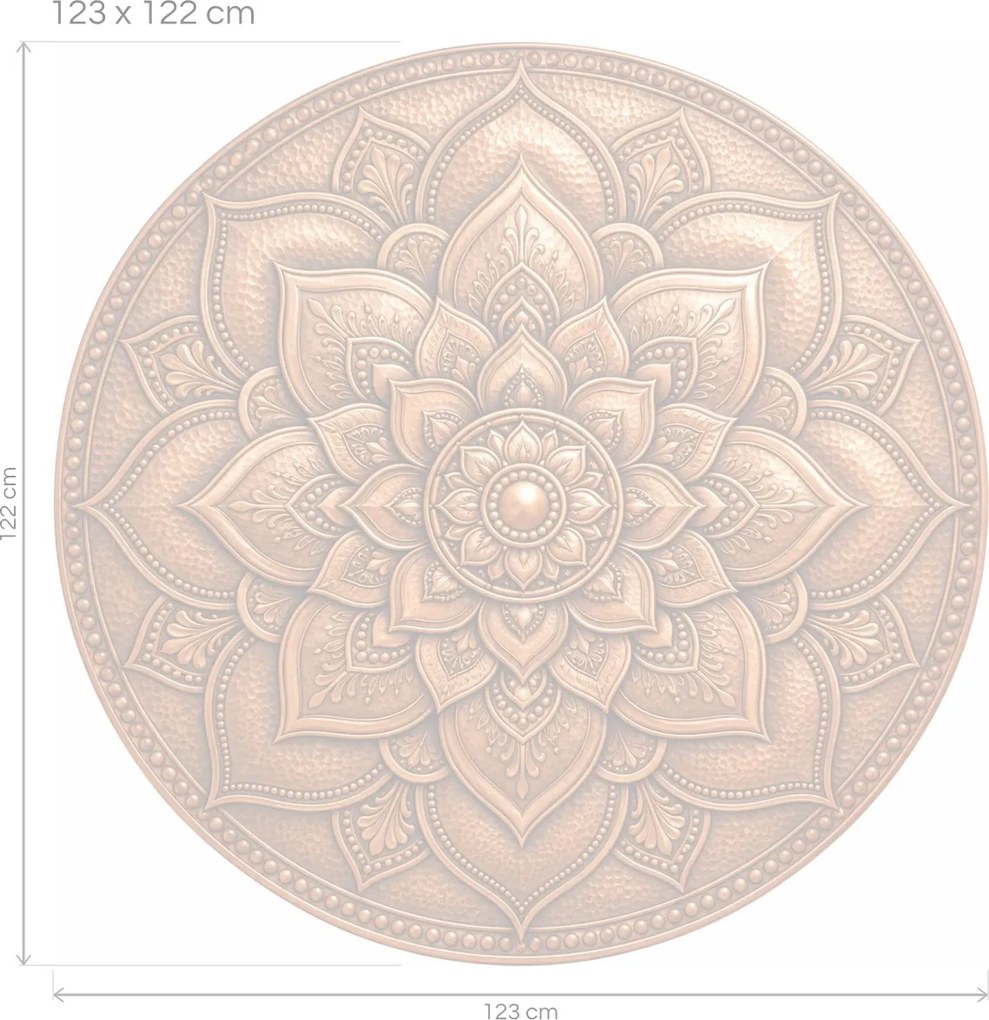 Medená mandala reliéfna textilná prelepiteľná nálepka na stenu arch 46 x 45 cm