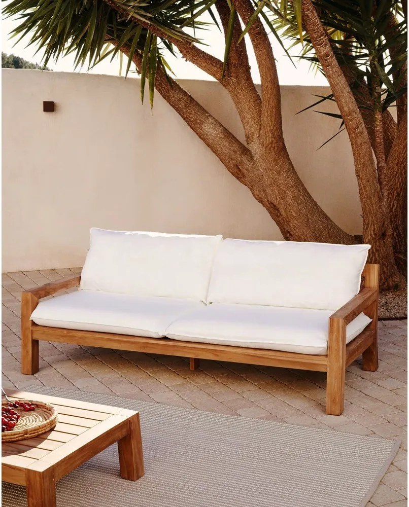 Biela záhradná pohovka z teakového dreva Forcanera - Kave Home