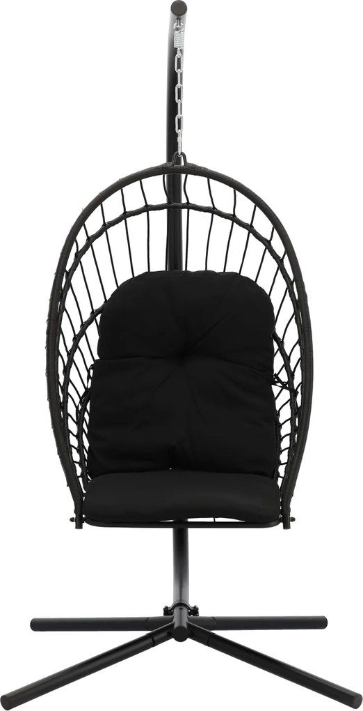 CH ERIS ČIERNA SKLADACIA ZÁVESNÁ STOLIČKA, VANKÚŠ – ČIERNY, RÁM – ČIERNY