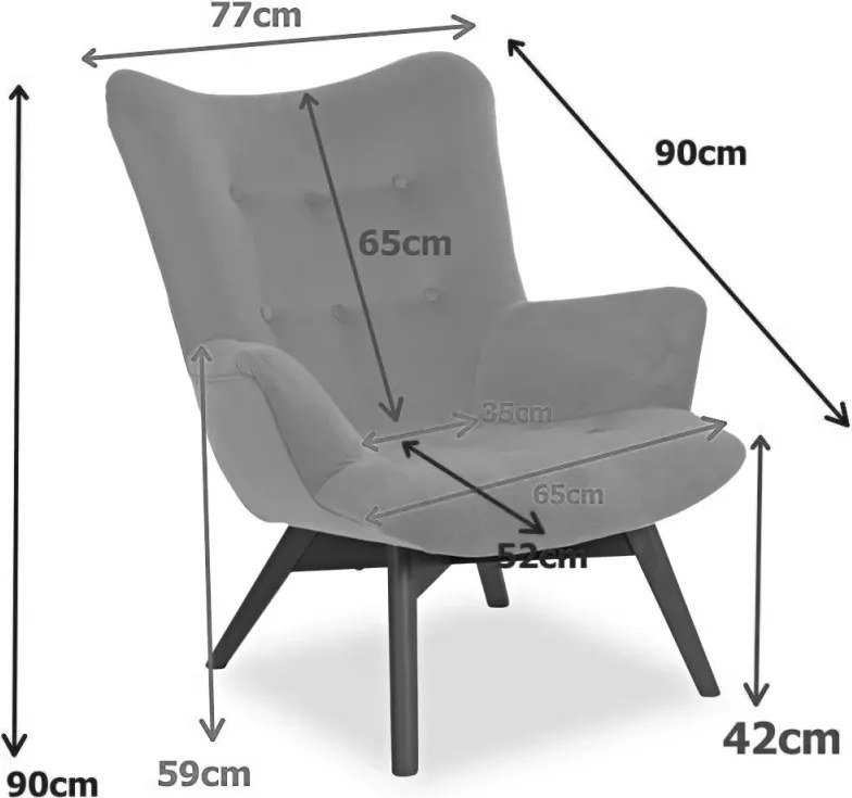 Kreslo Picolo s podnožkou, šedá (Tempo 4607 / přírodní)