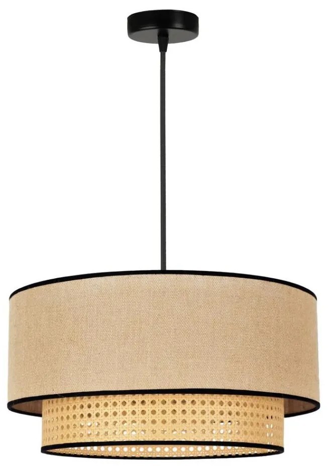 Duolla - Luster na lanku BOHO 1xE27/15W/230V pr. 45 cm béžová/ratan DU84304