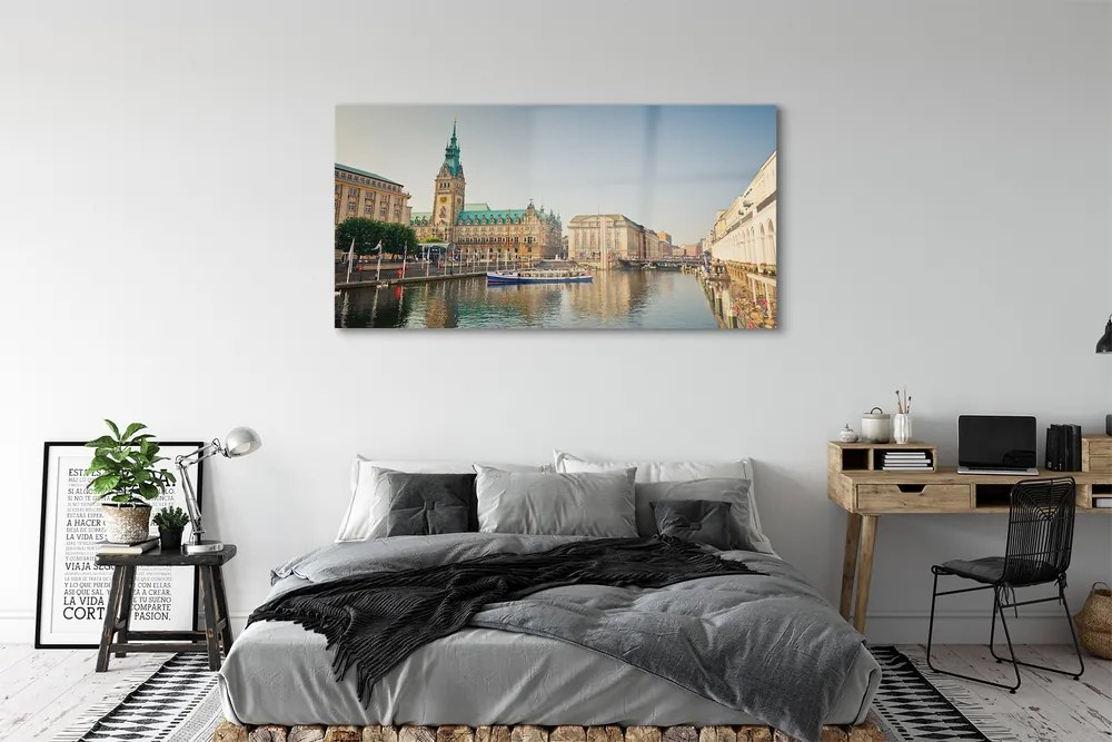 Obraz na akrylátovom skle Nemecko hamburg river katedrála 140x70 cm