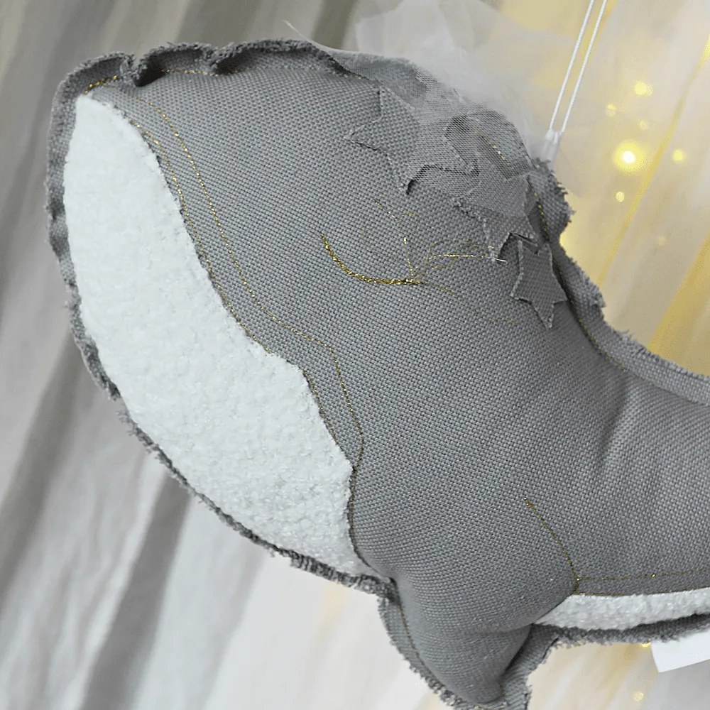 Závesná dekorácia veľryba šedá 40x25x8cm