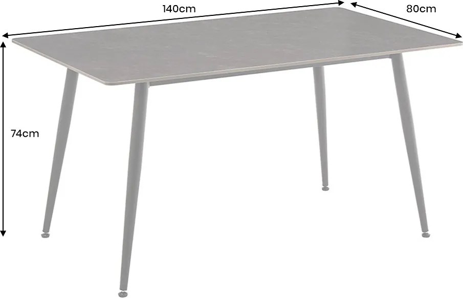 Keramický jedálenský stôl Garold 140 cm antracitový