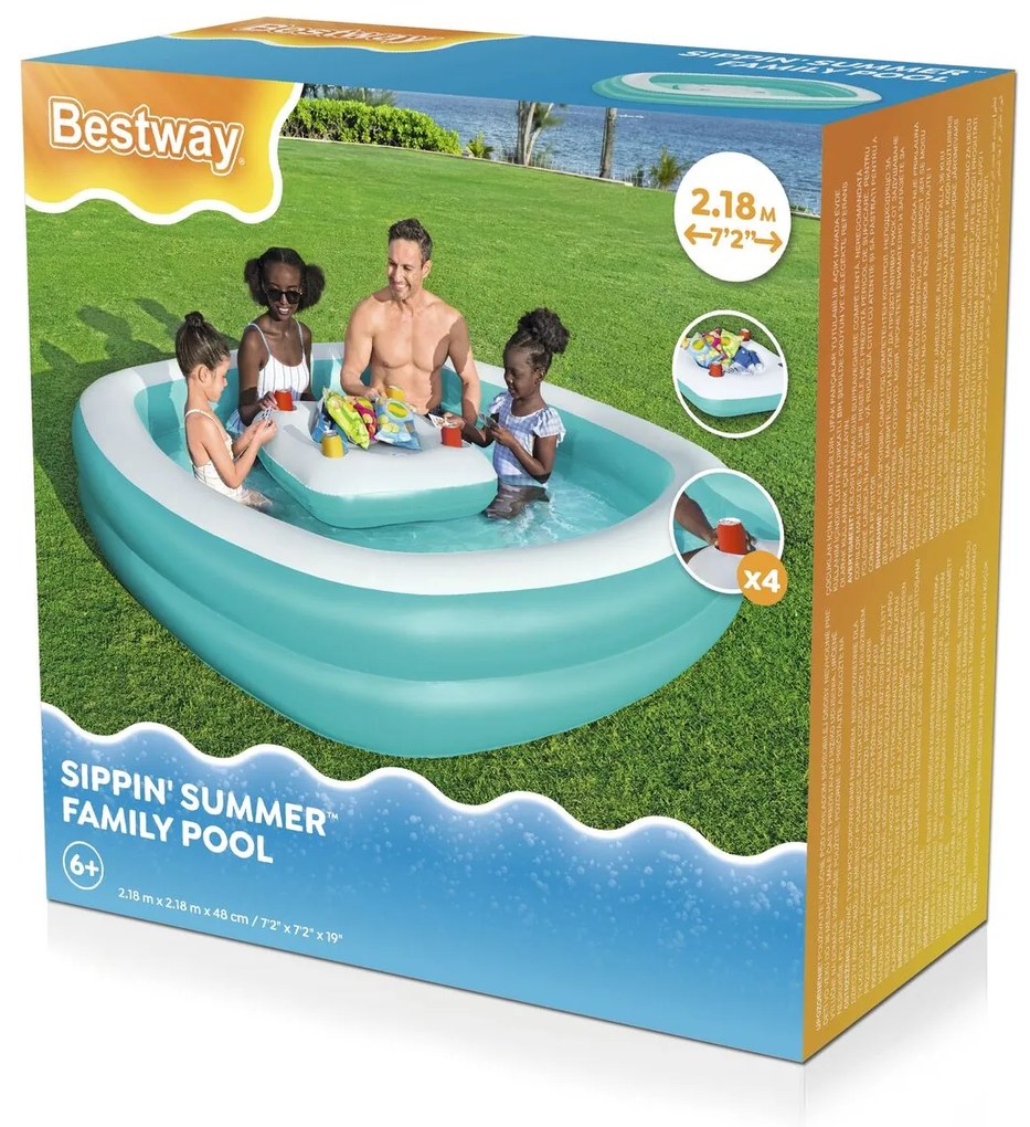 Detský bazén 218x218x48cm + plávajúci stôl BESTWAY 54446