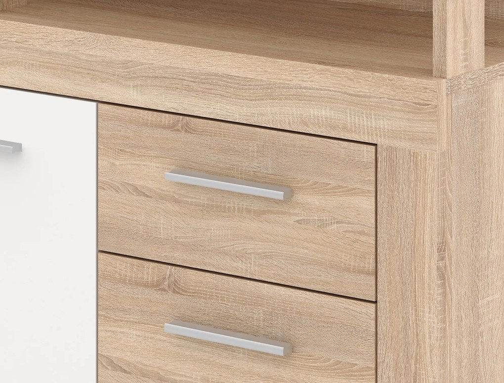 Komoda Luna 119 cm dub sonoma/bílá
