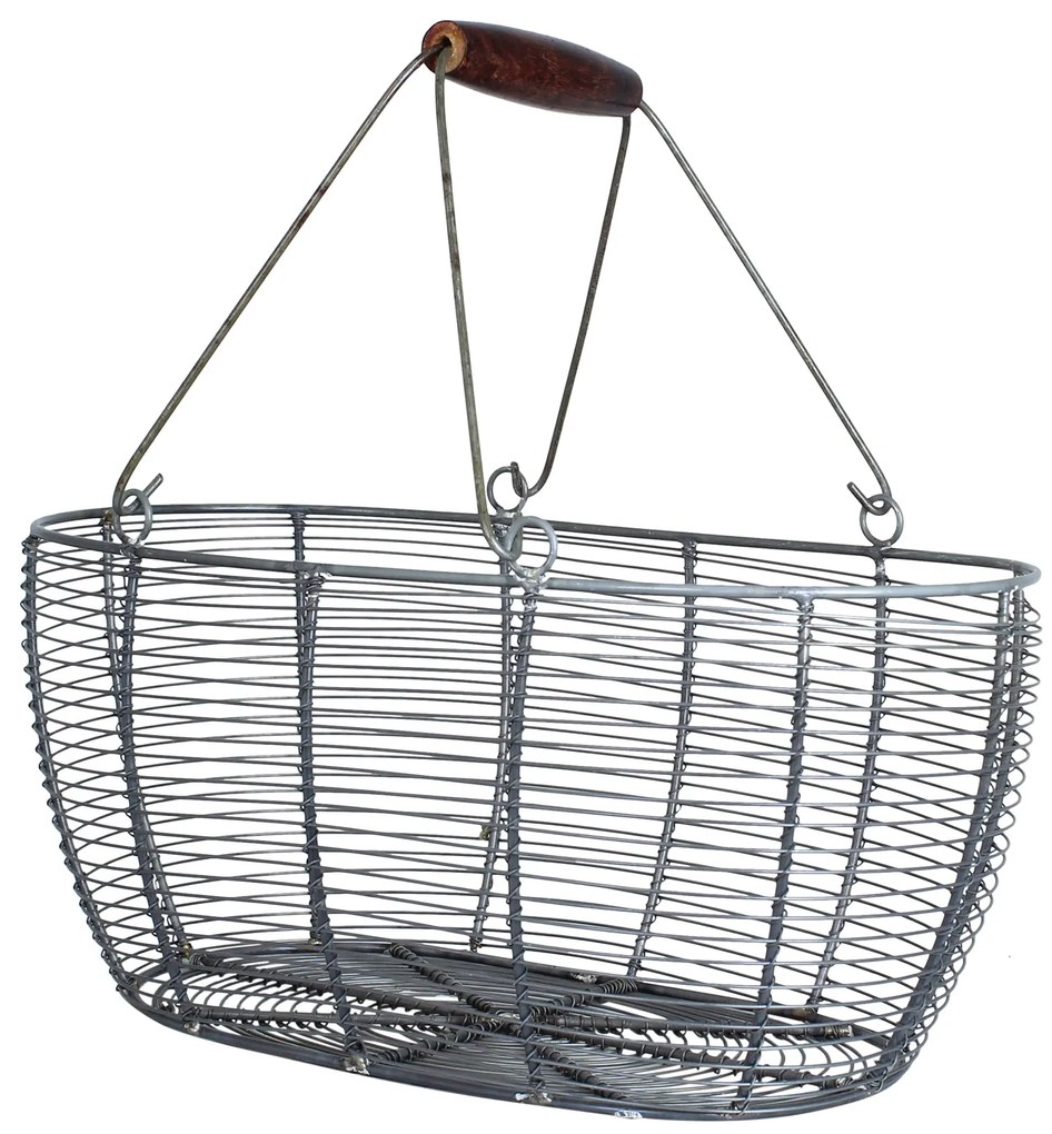 Strömshaga Drôtený košík Oval Zinc Medium