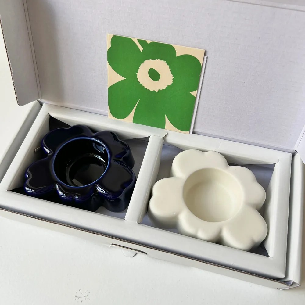 Marimekko Svietnik Unikko biely modrý sada 2ks