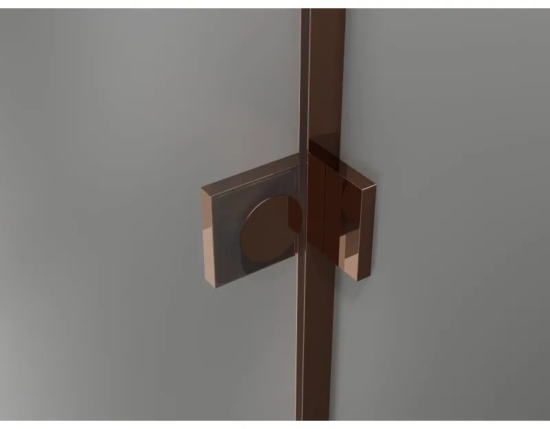 Mexen Lunar, L pravý výklopný päťuholníkový sprchový kút 100 x 80 cm, 8mm číre sklo, profil ružové zlato, 831L-100P-080L-60-00-P