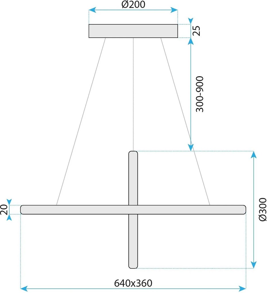 Toolight Toolight, LED závesné svietidlo 64x36 cm, 60W, G034-CP, zlatá lesklá, OSW-06301