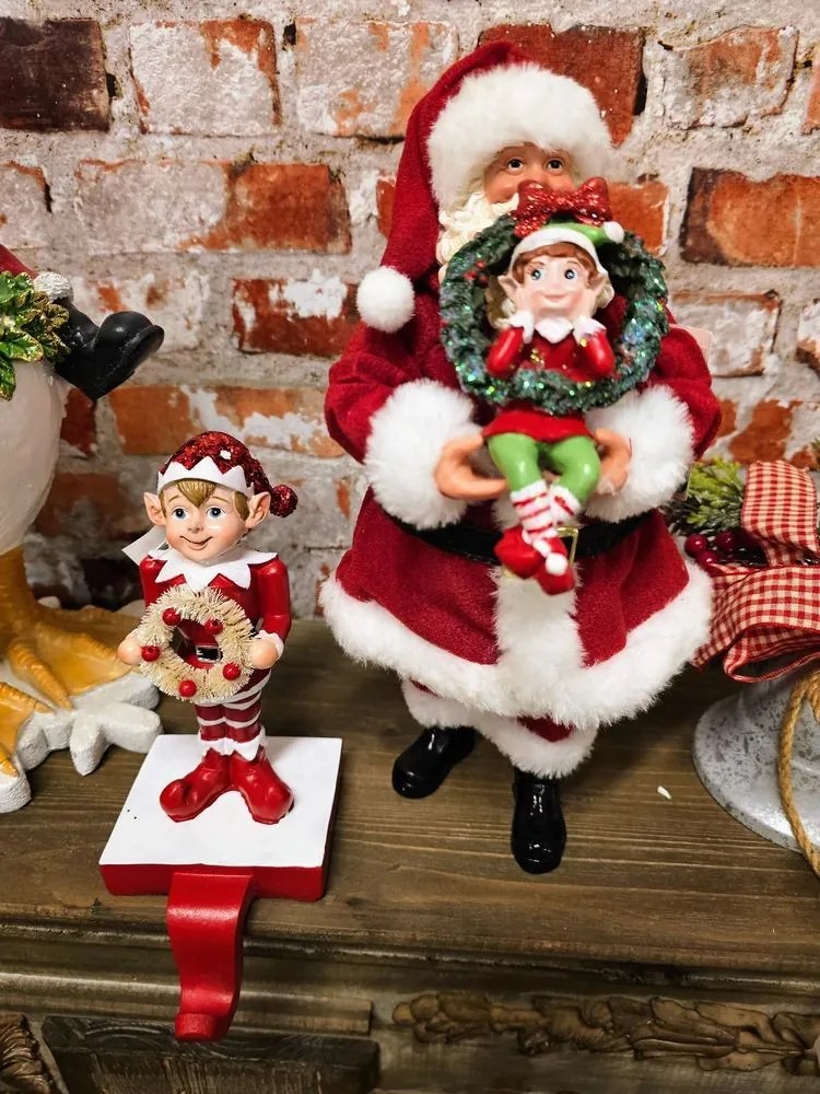 Červený vešiak na pančuchy Elf - 11*8*20 cm