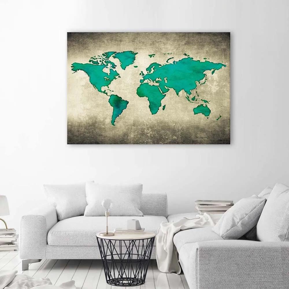 Gario Obraz na plátne Zelená mapa sveta Rozmery: 60 x 40 cm