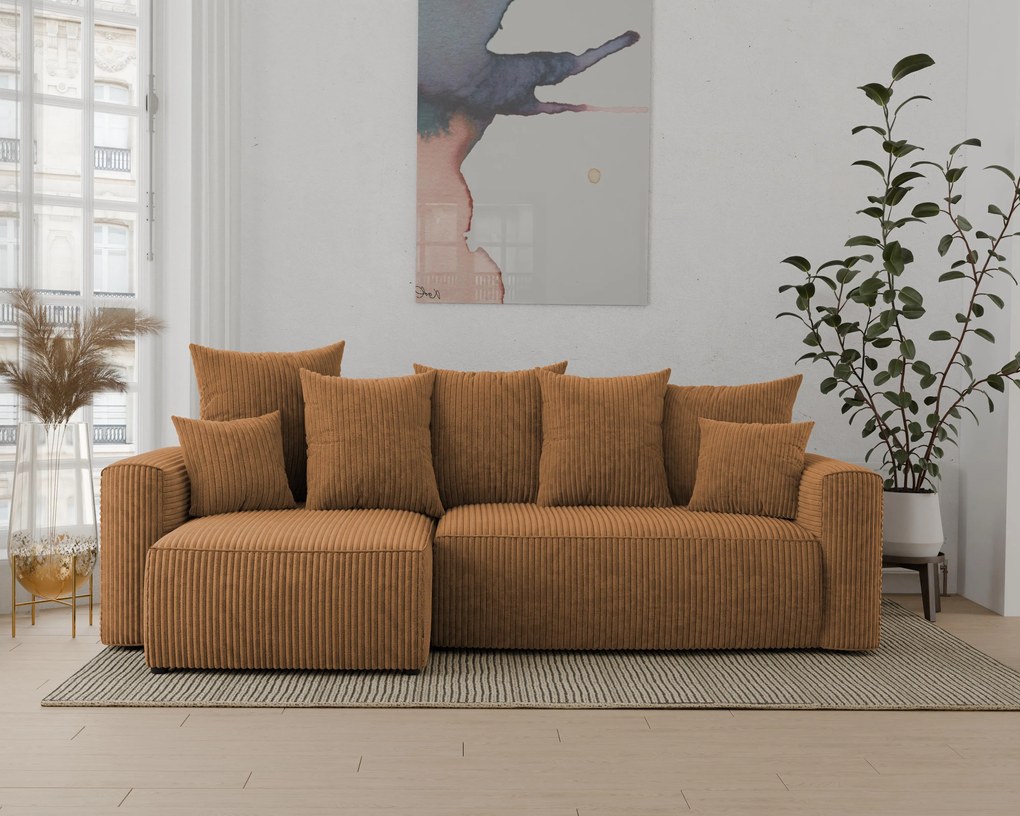 Rohová sedačka Denia (L) (horčicová). Akcia -20%. Vlastná spoľahlivá doprava až k Vám domov. 1133107