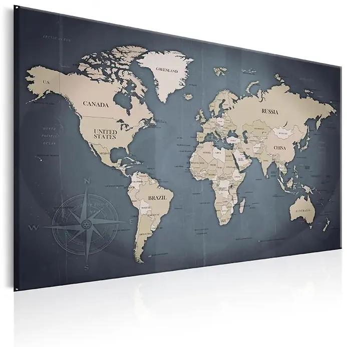 Obraz - World Map: Shades of Grey Veľkosť: 30x20, Verzia: Premium Print