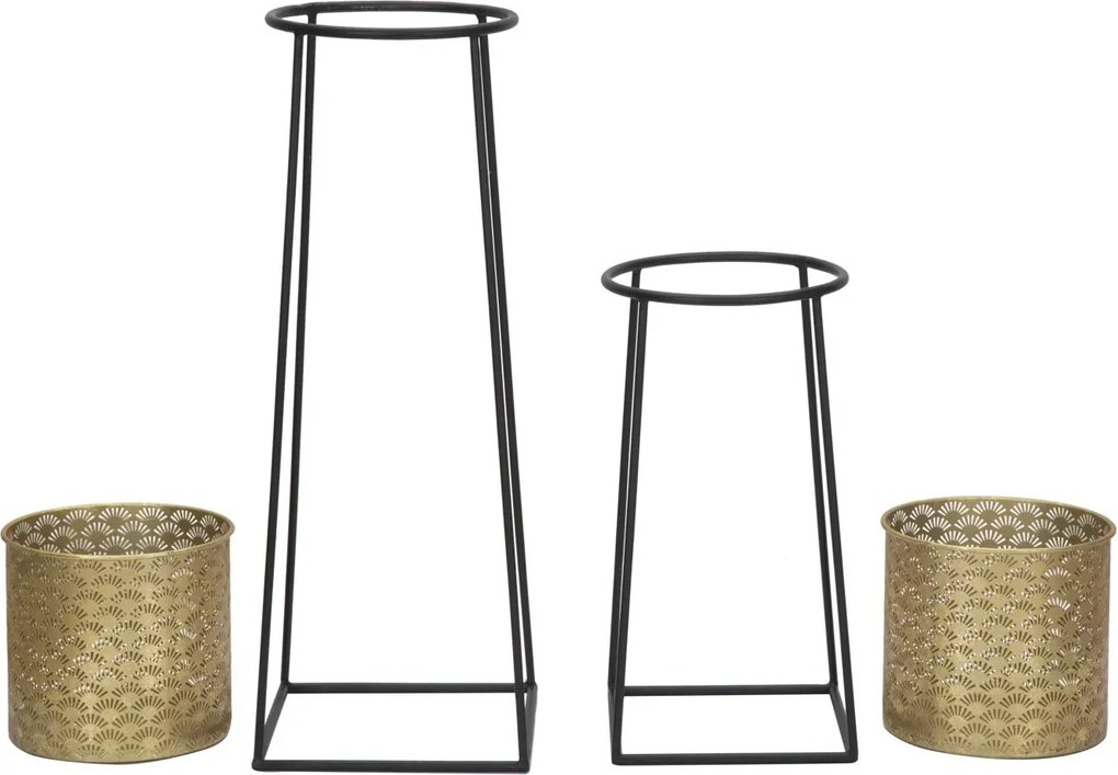 Sada 2 ks kvetinových stojanov Couple Cup čierno-zlatá