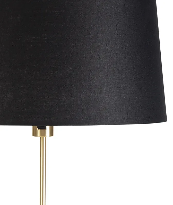 Stojaca lampa zlatá/mosadzná s čiernym ľanovým tienidlom 45 cm - Parte