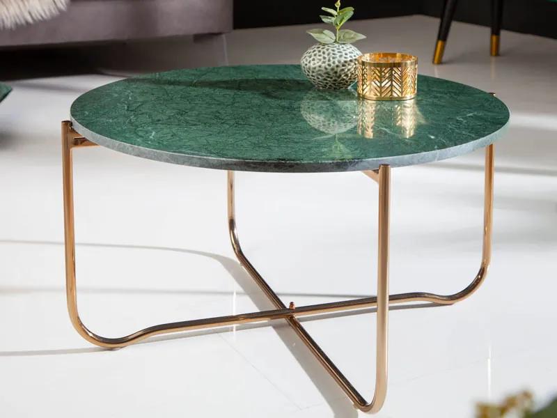 Noble konferenčný stolík 62 cm zlatá/zelená