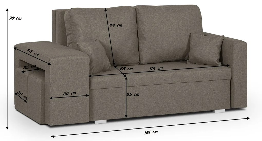 Pohovka pre 2 osoby s funkciou spania DOLAR 2 Béžová