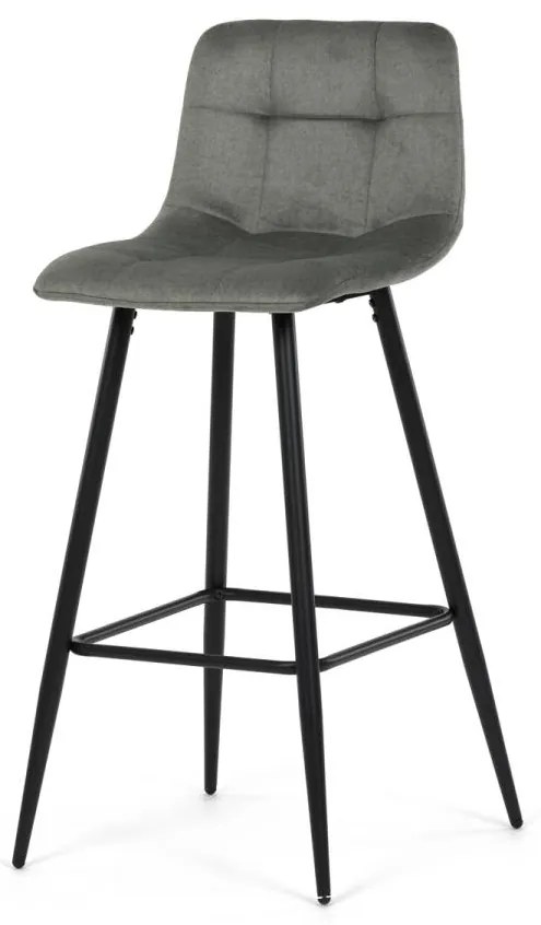 Židle barová AUB-X7015 GRN2, zelená látka, čtyřnohá kovová podnož, černý mat