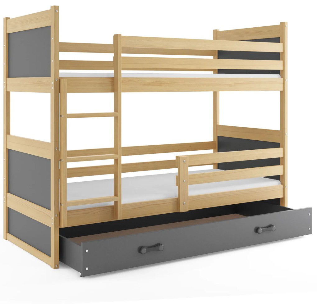 Poschodová posteľ RICO 2 190x90 Borovica - Grafitová