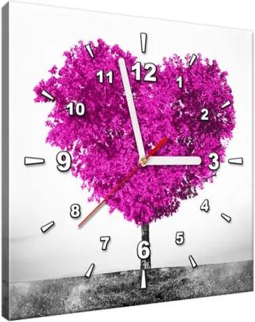 Obraz s hodinami Fialový strom lásky 30x30cm ZP2564A_1AI