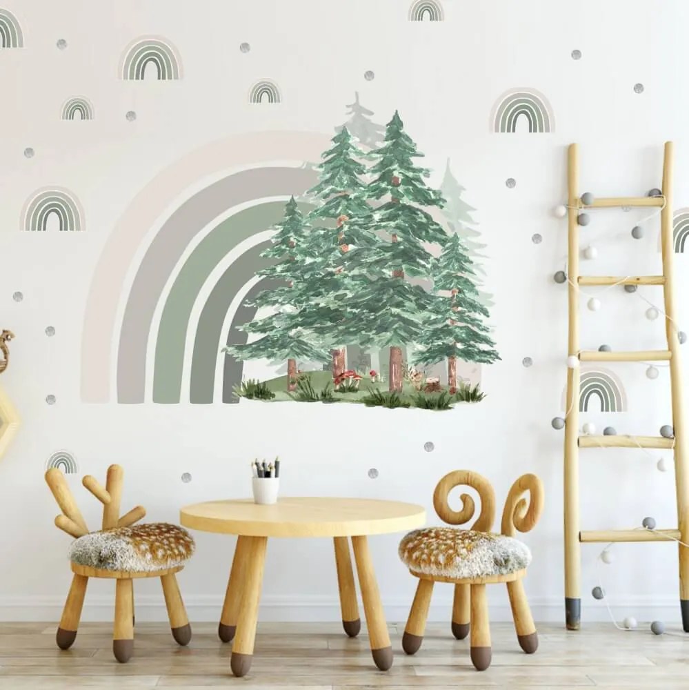 Nálepky na stenu - dúha v lese